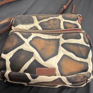 Dooney & Bourke Giraffe Print Crossbody Bag - Brown and Cream